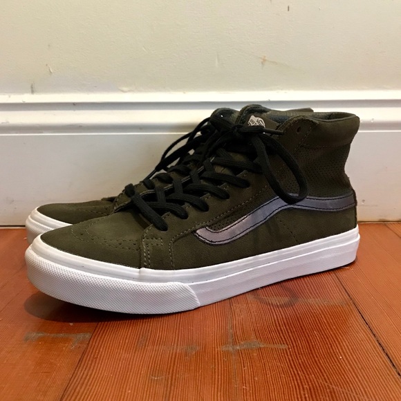 vans sk8-hi slim grey suede trainers